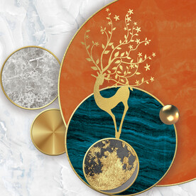 晶瓷画 抽象画 麋鹿