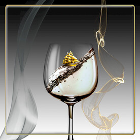 晶瓷画 高足酒杯