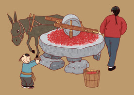 石碾辣椒插画