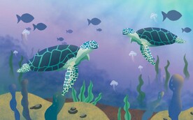 卡通乌龟海洋世界背景墙