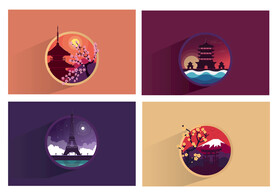 扁平风鼠绘风景