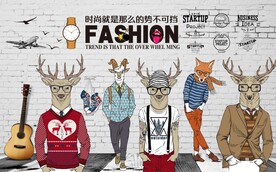 复古砖墙服装店工装背景墙图