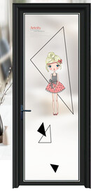 高清分层彩白彩透明底平开门 