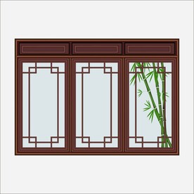矢量图长方形中式窗棱