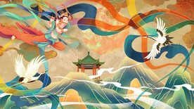 中式飞天敦煌背景