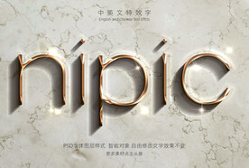 精致闪亮黄金金色金属特效字