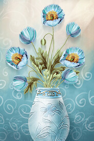 晶瓷画 花瓶 兰花