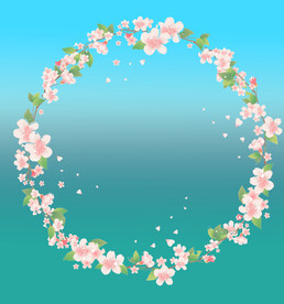  浪漫花环春天桃花樱花素材