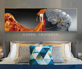 人物床头画 长方形画