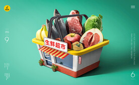 购物篮合成海报