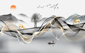 中式山水背景墙