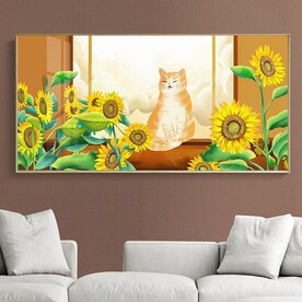 小猫向日葵挂画