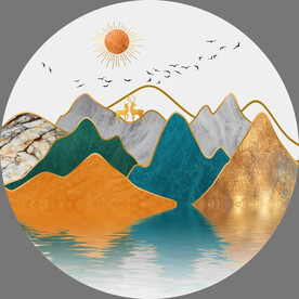 现代简约轻奢山水画玄关