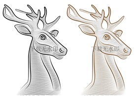 精细鹿矢量线描
