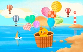 卡通手绘热气球壁画