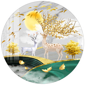 现代简约麋鹿圆形装饰画