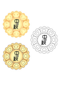 中秋月饼团圆线稿