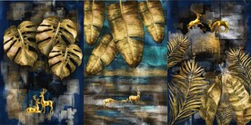 高端金叶麋鹿装饰画