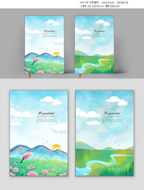 手绘风景本本封面