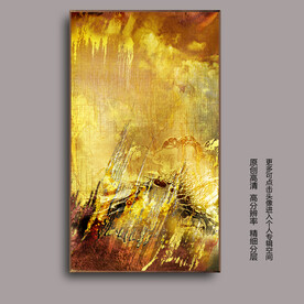 金色肌理抽象油画玄关装饰画