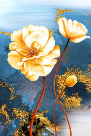 晶瓷画 抽象画 牡丹花