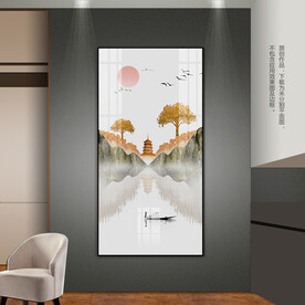 烁金山水客厅玄关装饰画背景画