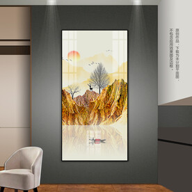 烁金山水画客厅玄关装饰画挂画
