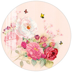 手绘花卉圆形装饰画