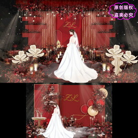 红色西式婚礼设计
