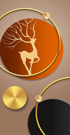 橙色几何麋鹿玄关