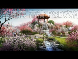 假山溪水梅花林