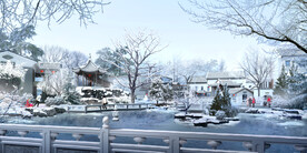 苏式园林雪景
