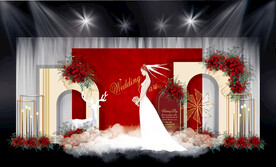 红金色韩式婚礼背景