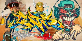 欧美风街头涂鸦酒吧KTV背景墙