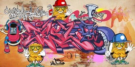 欧美风街头涂鸦酒吧KTV背景墙