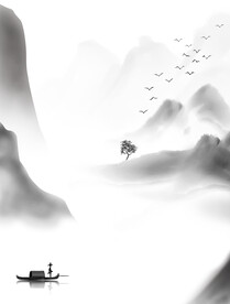 高清分层山水推拉门写真图