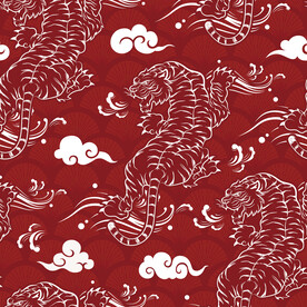 东北虎印花图案 中国风装饰画