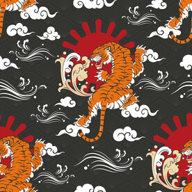 东北虎印花图案 中国风装饰画