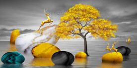 晶瓷画 山水风景 石头