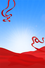 竖版蓝天白云红色背景动感红旗红