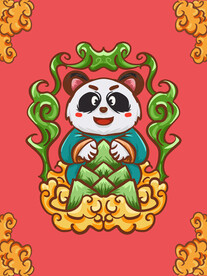 国潮熊猫插画