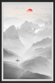 中式水墨山水画