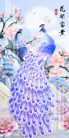 浮雕孔雀北欧现代玄关背景墙