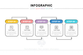商务PPT五个分项信息图表流程