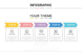 商务PPT五个分项信息图表流程