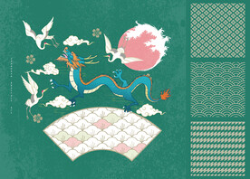  中国龙 丹顶鹤 中国风装饰画