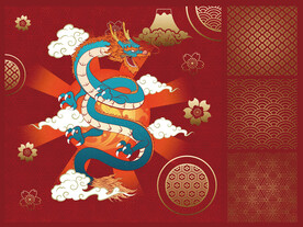 中国龙印花图案 中国风装饰画