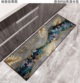 欧式复古花纹厨房地垫