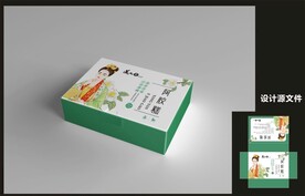 女性阿胶包装效果图+平面图 