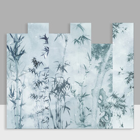 新中式山水竹林背景